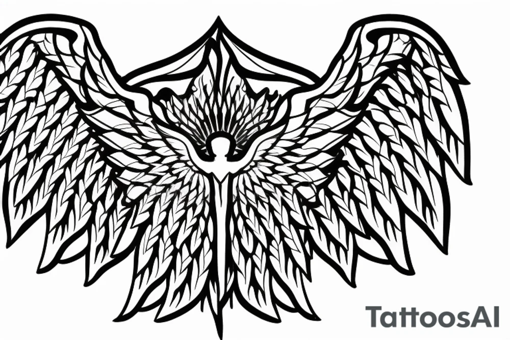 angel wings symmetrical tattoo idea