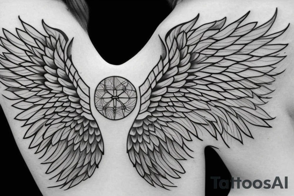 angel wings symmetrical tattoo idea