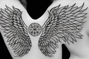 angel wings symmetrical tattoo idea