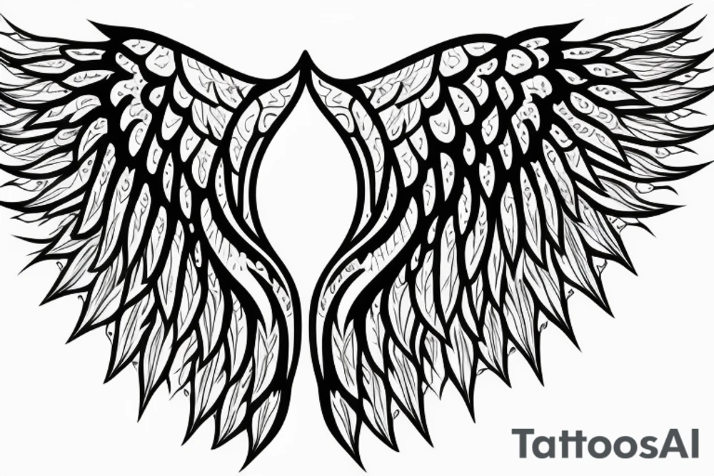 angel wings symmetrical tattoo idea