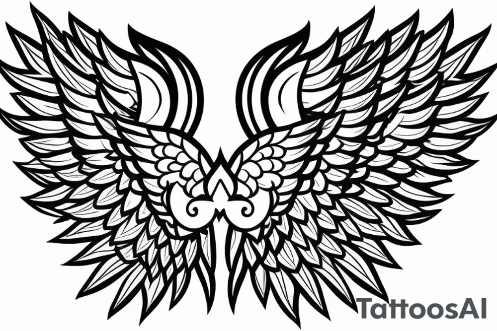 angel wings symmetrical tattoo idea