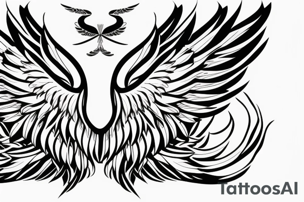 angel wings symmetrical with room on sheet tattoo idea