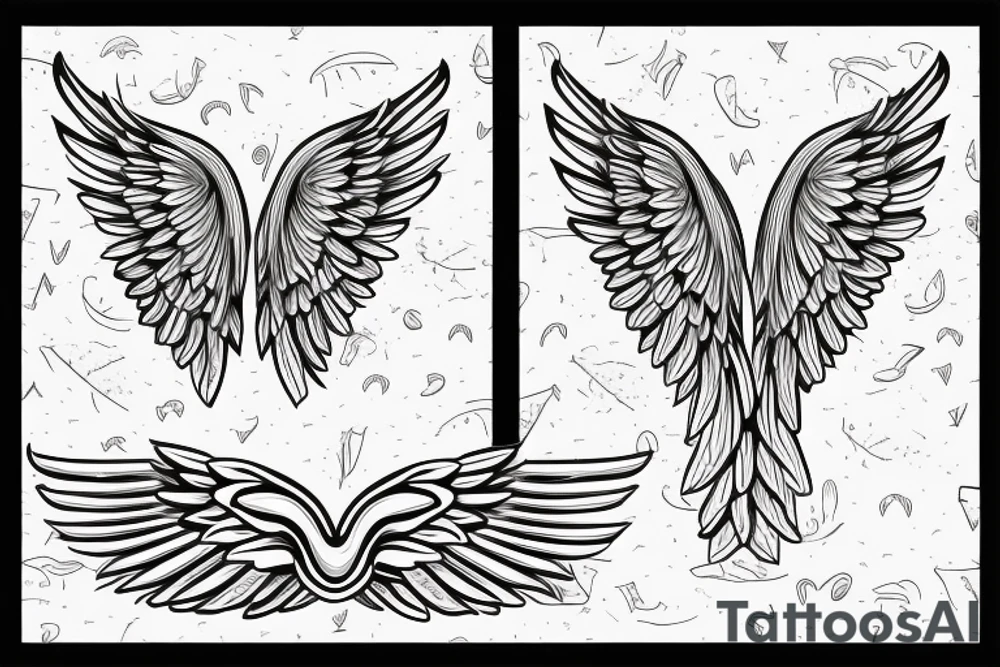 angel wings symmetrical with room on sheet tattoo idea