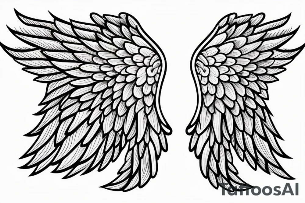 angel wings symmetrical with room on sheet tattoo idea