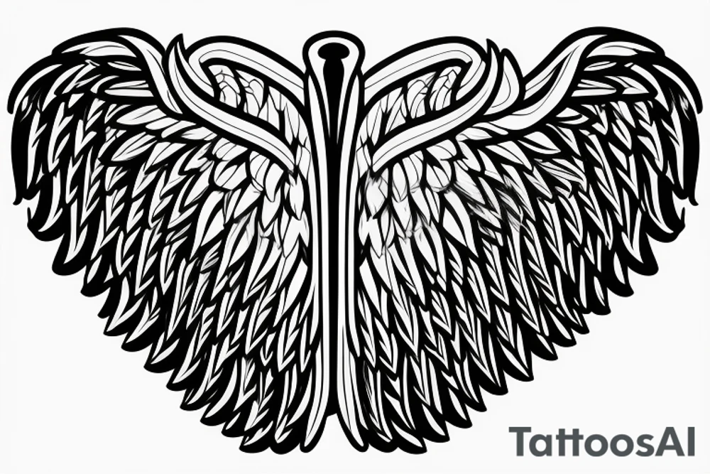 angel wings symmetrical with room on sheet tattoo idea