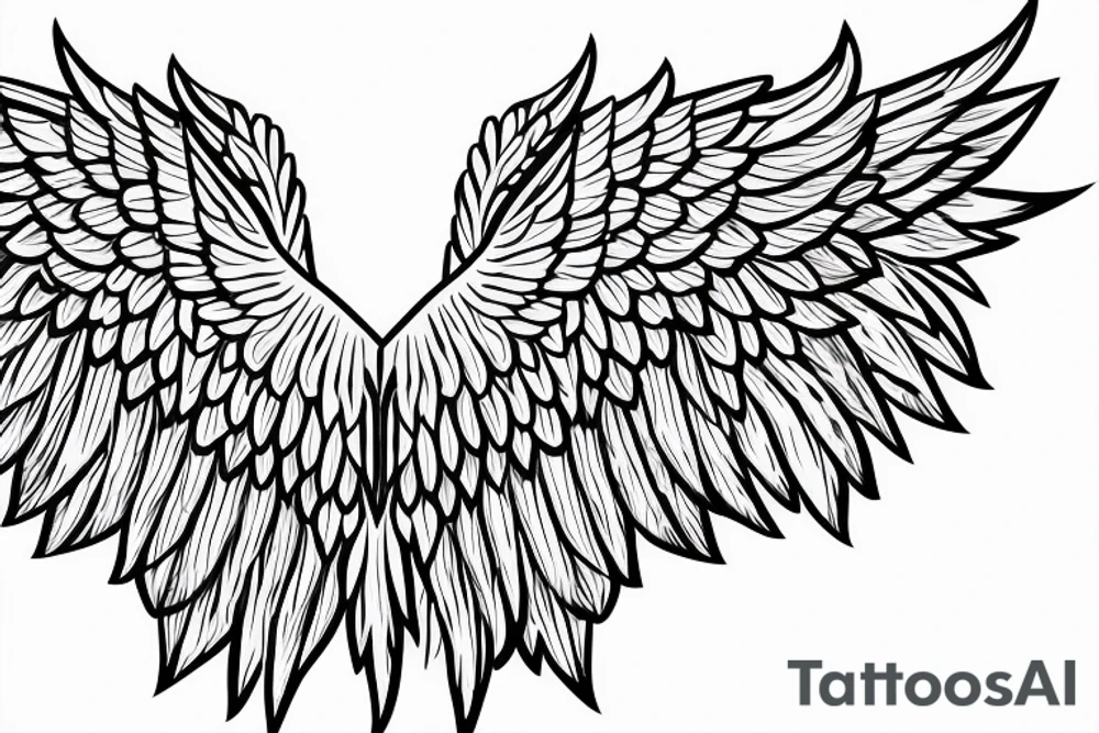 angel wings symmetrical with room on sheet tattoo idea