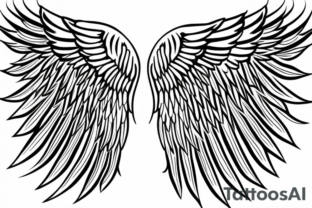 angel wings symmetrical with room on sheet tattoo idea