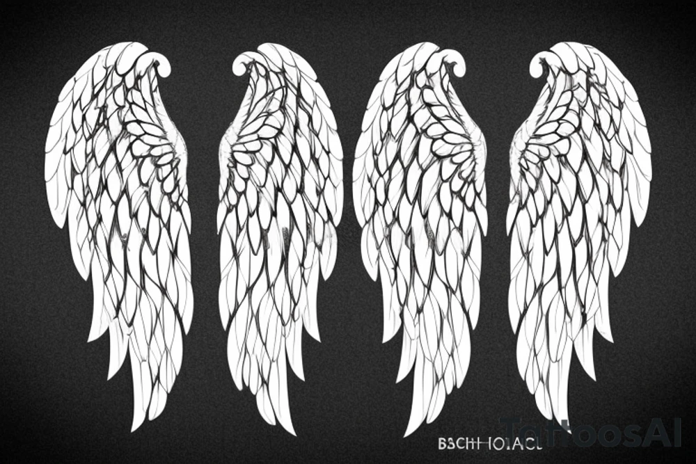 angel wings symmetrical with room on sheet tattoo idea