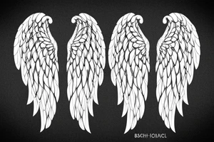 angel wings symmetrical with room on sheet tattoo idea