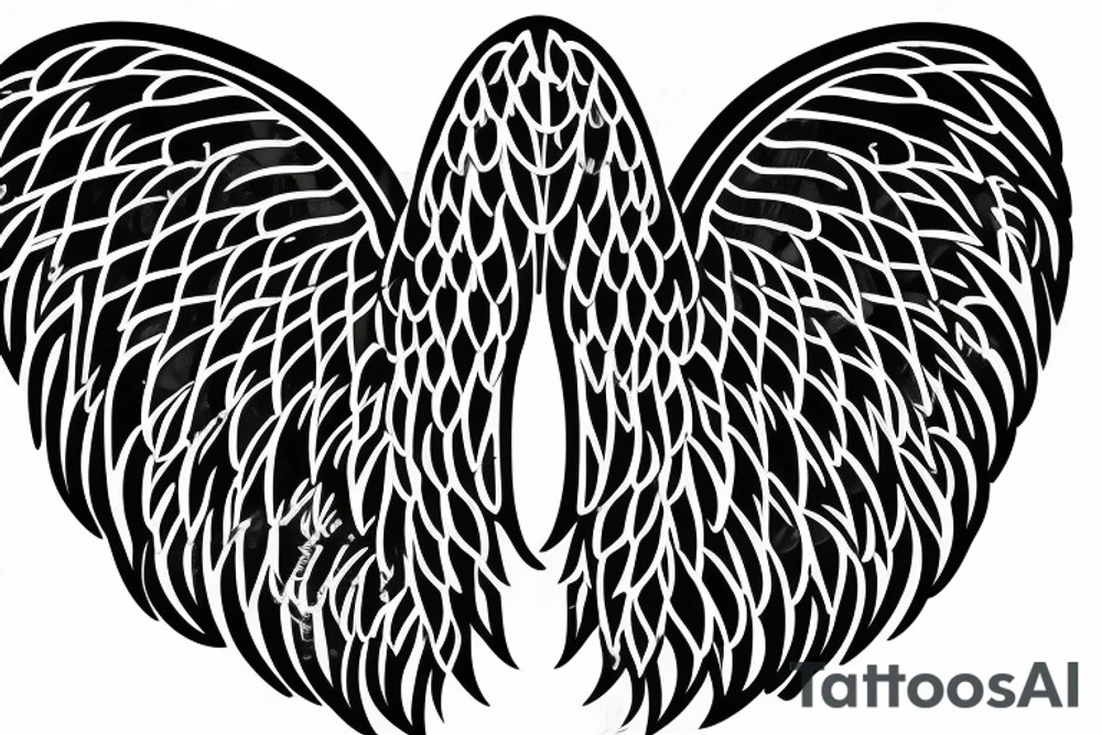 angel wings symmetrical with room on paper tattoo idea