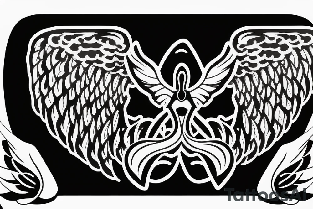 simple alien with angel wings symmetric tattoo idea