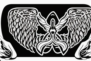 simple alien with angel wings symmetric tattoo idea