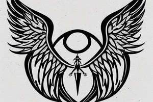 simple big alien with angel wings symmetric tattoo idea