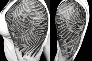 simple big alien with angel wings symmetric tattoo idea