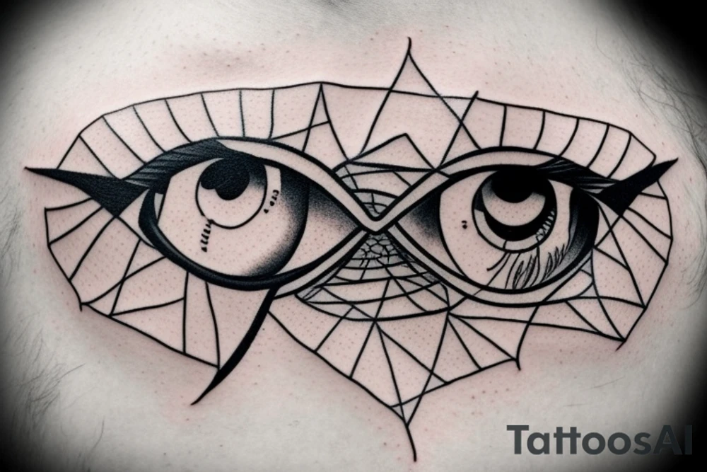 eye with angle wings simple symmetric tattoo idea