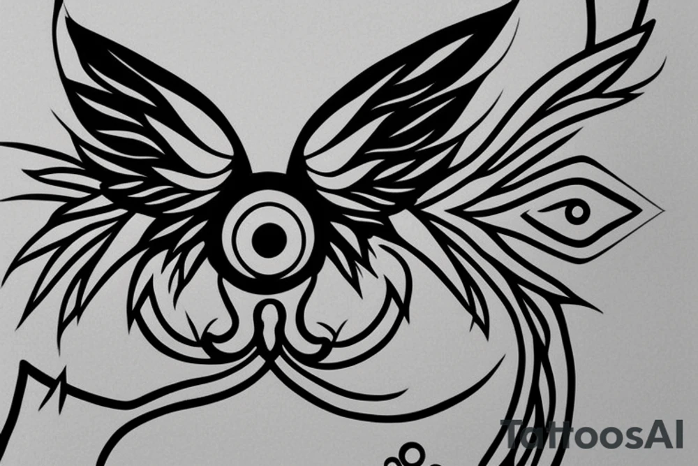 eye with angle wings simple symmetric tattoo idea