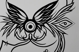eye with angle wings simple symmetric tattoo idea