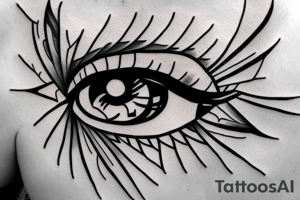 eye with angle wings simple symmetric tattoo idea