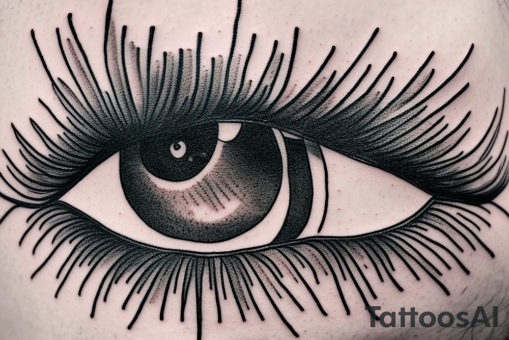 eye with angle wings simple symmetric tattoo idea