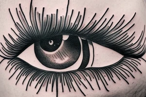 eye with angle wings simple symmetric tattoo idea
