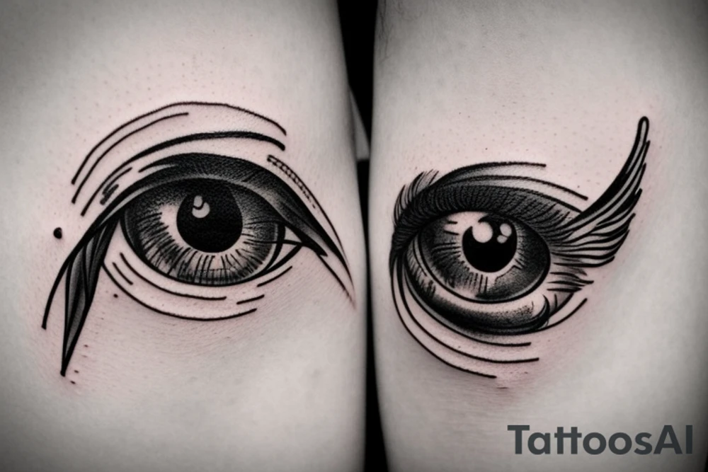 eye with angle wings simple symmetric tattoo idea