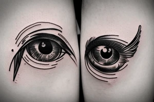 eye with angle wings simple symmetric tattoo idea