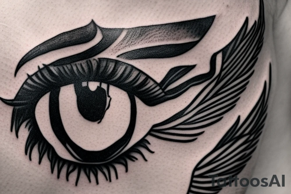 eye with angle wings simple symmetric tattoo idea