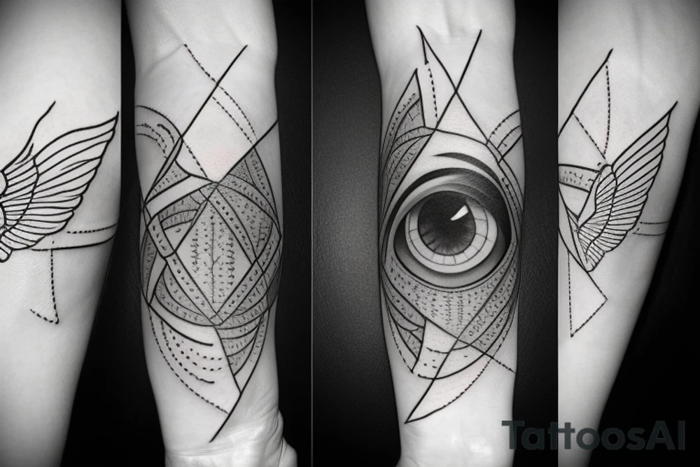 eye with angle wings simple symmetric tattoo idea