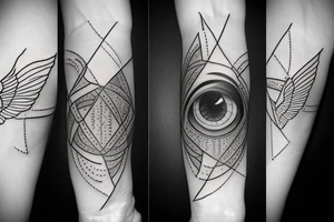 eye with angle wings simple symmetric tattoo idea