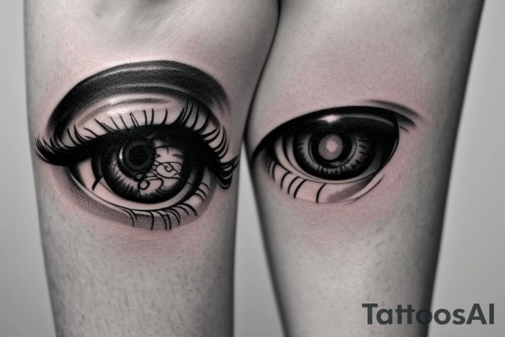 eye with angle wings simple symmetric tattoo idea