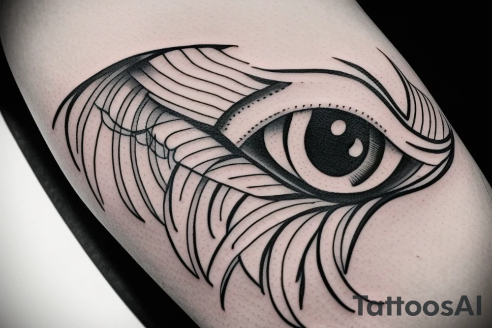 eye with angle wings simple symmetric tattoo idea