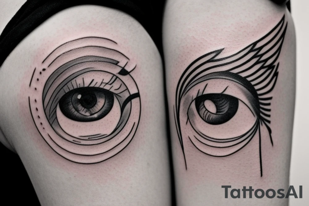 eye with angle wings simple symmetric tattoo idea