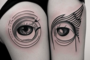 eye with angle wings simple symmetric tattoo idea