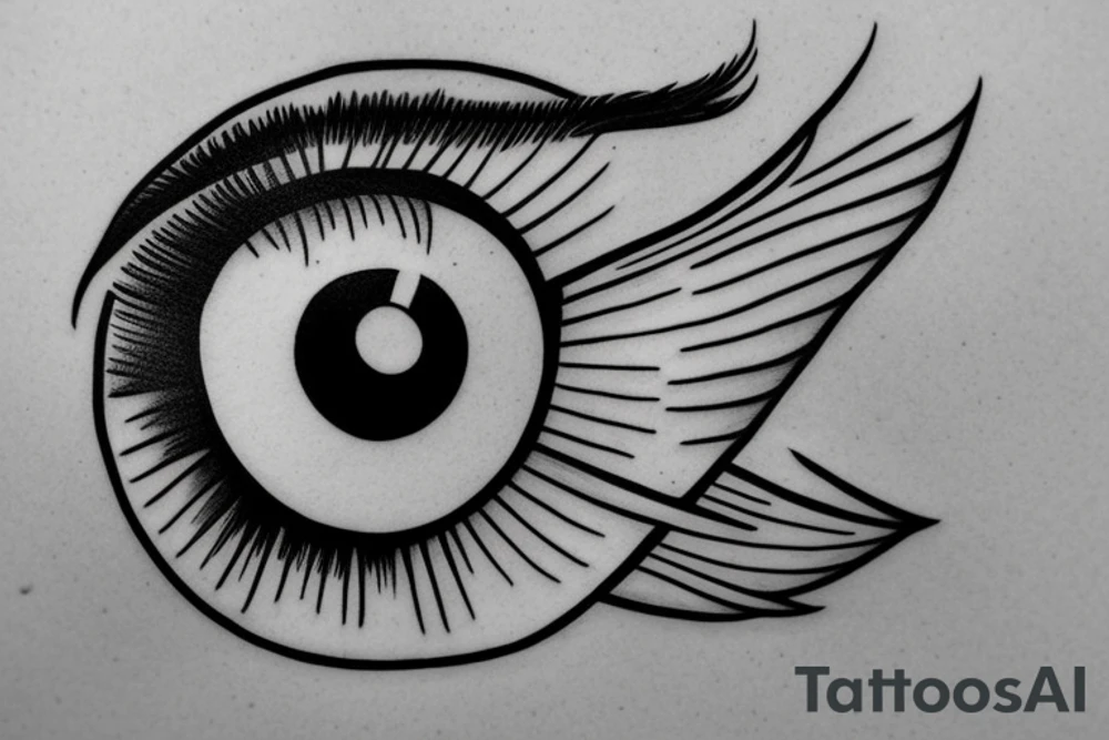 eye with angle wings simple symmetric tattoo idea