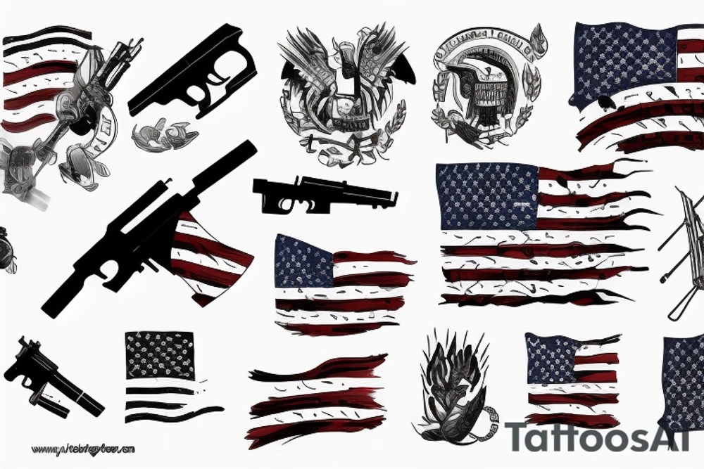 American flag with a gun tattoo idea