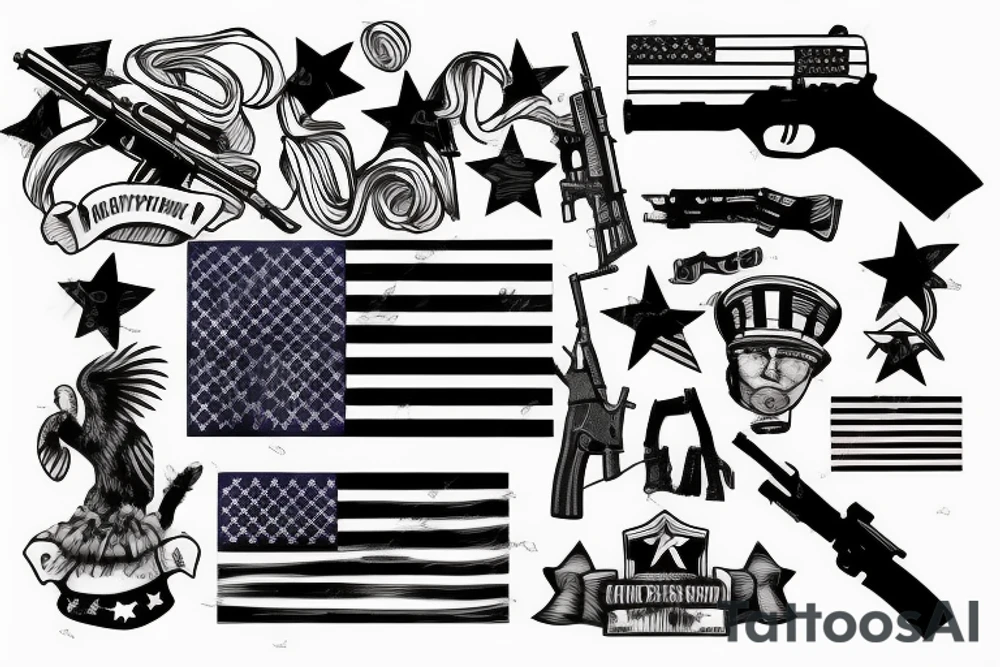 American flag with a gun tattoo idea