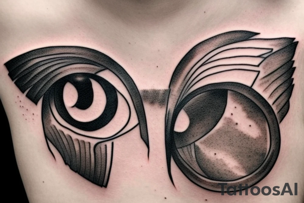 eye with angle wings simple symmetric tattoo idea