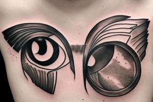 eye with angle wings simple symmetric tattoo idea
