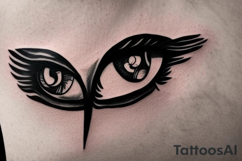 eye with angle wings simple symmetric tattoo idea