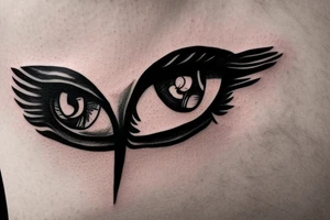 eye with angle wings simple symmetric tattoo idea