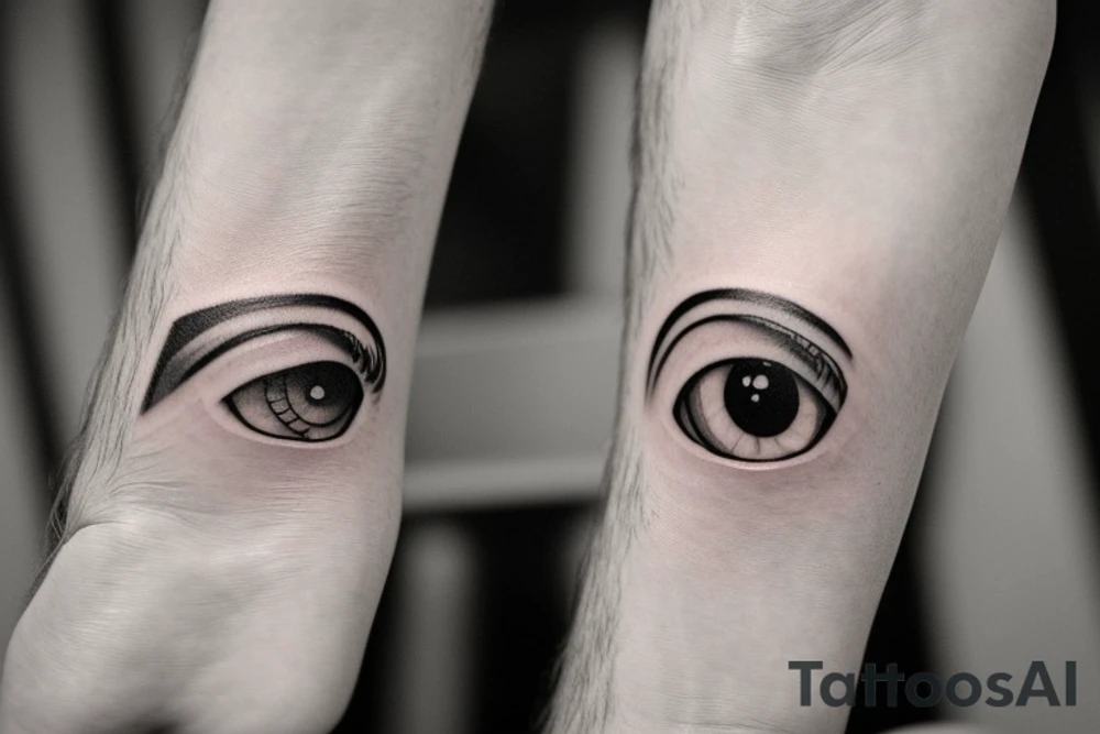 eye with angle wings simple symmetric tattoo idea