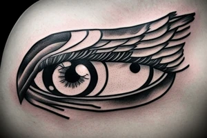 eye with angle wings simple symmetric tattoo idea