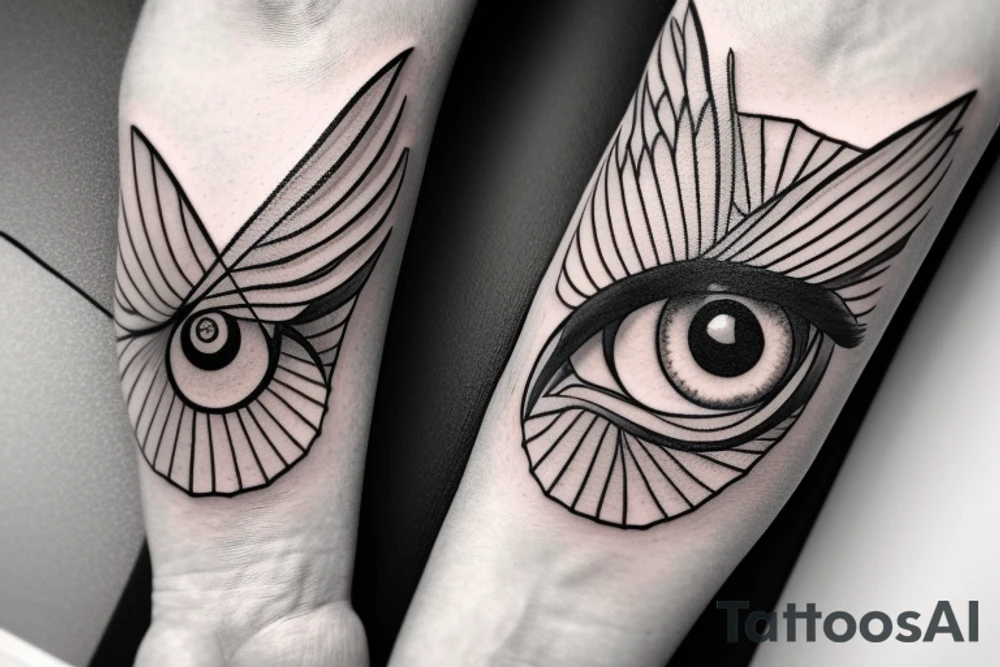 eye with angle wings simple symmetric tattoo idea