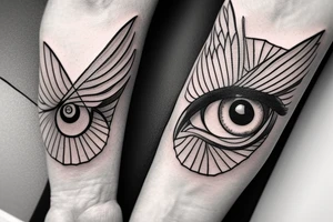 eye with angle wings simple symmetric tattoo idea