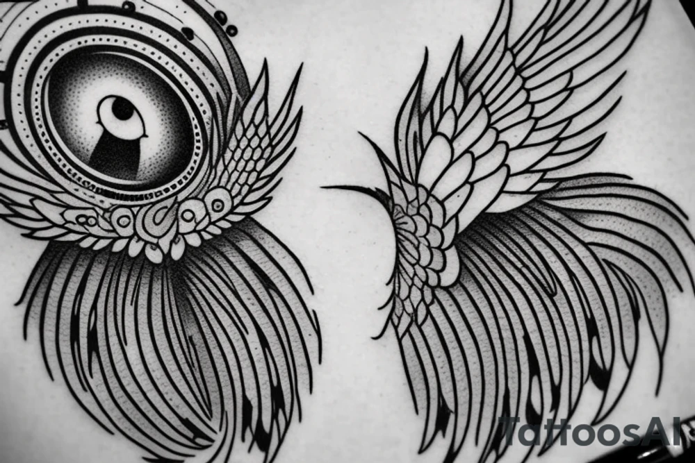 eye with angle wings simple symmetric tattoo idea