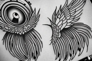 eye with angle wings simple symmetric tattoo idea