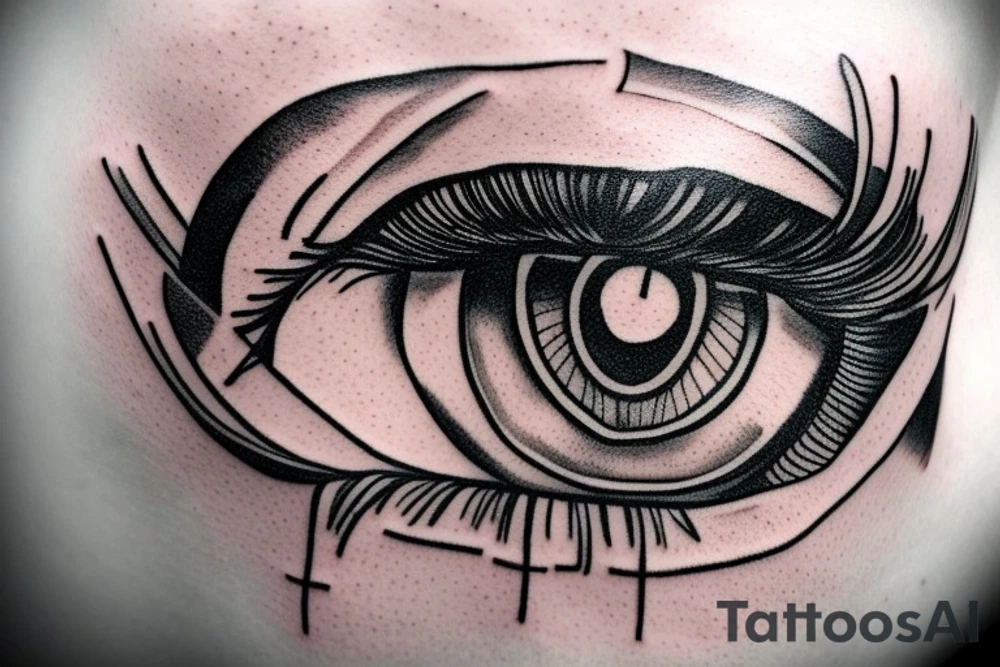 eye with angle wings simple symmetric tattoo idea