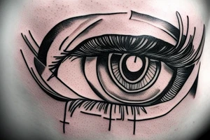 eye with angle wings simple symmetric tattoo idea