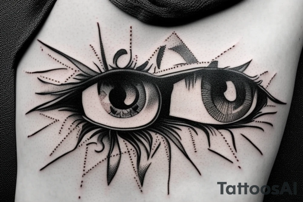 eye with angle wings simple exactly symmetric tattoo idea