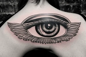 eye with angle wings simple exactly symmetric tattoo idea